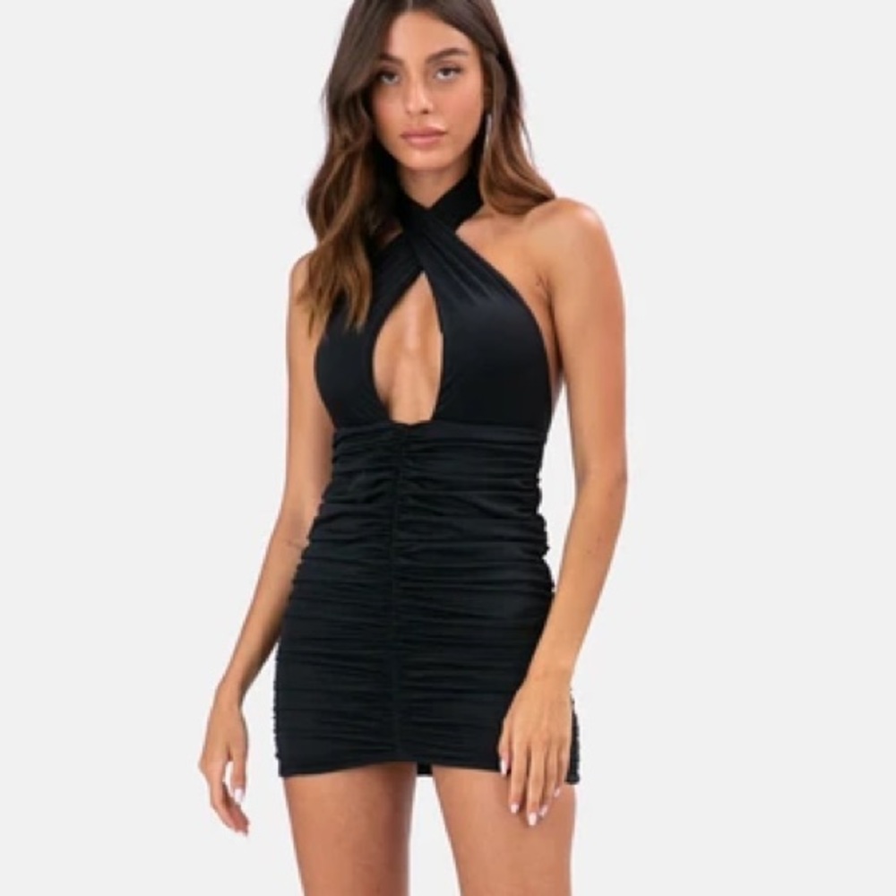 Adika Tori Cross Wrap Halter Dress